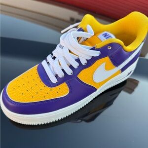 Nike Purple and Yellow Sneakers with Bold Design